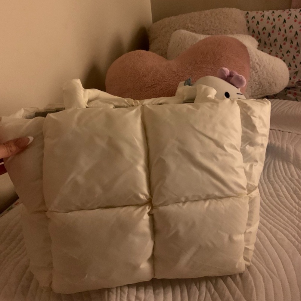 Cream Quilted Tote Bag